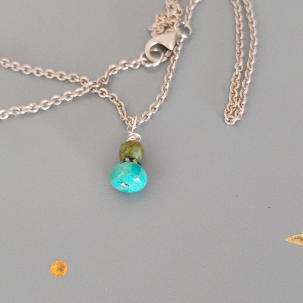 Kingman turquoise rondelle sterling silver necklace